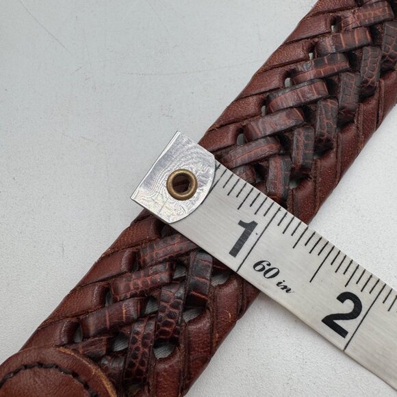 Fossil Mens Woven Genuine Leather Belt With Silver Buckle Size 36 - Picture 13 of 13